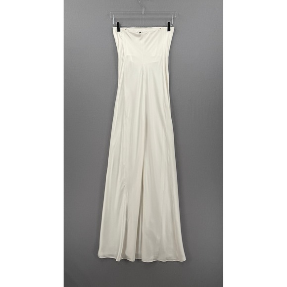 ENZA COSTA Strapless Silk Bias Maxi Dress Women Small Off White Quiet Luxury NEW - Picture 3 of 15